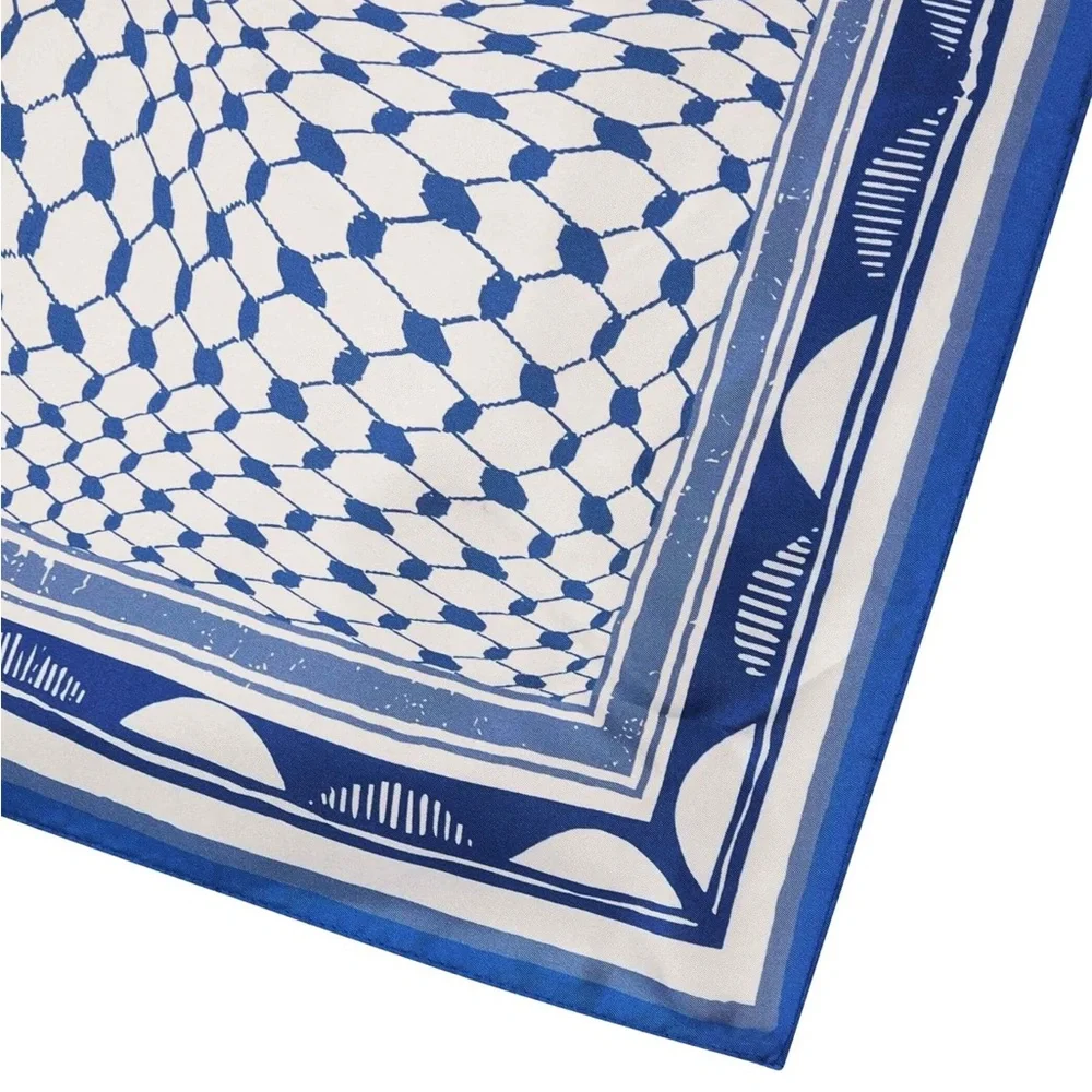 NWT PaliRoots FISHNET SILK BANDANA NAVY - Picture 2 of 10